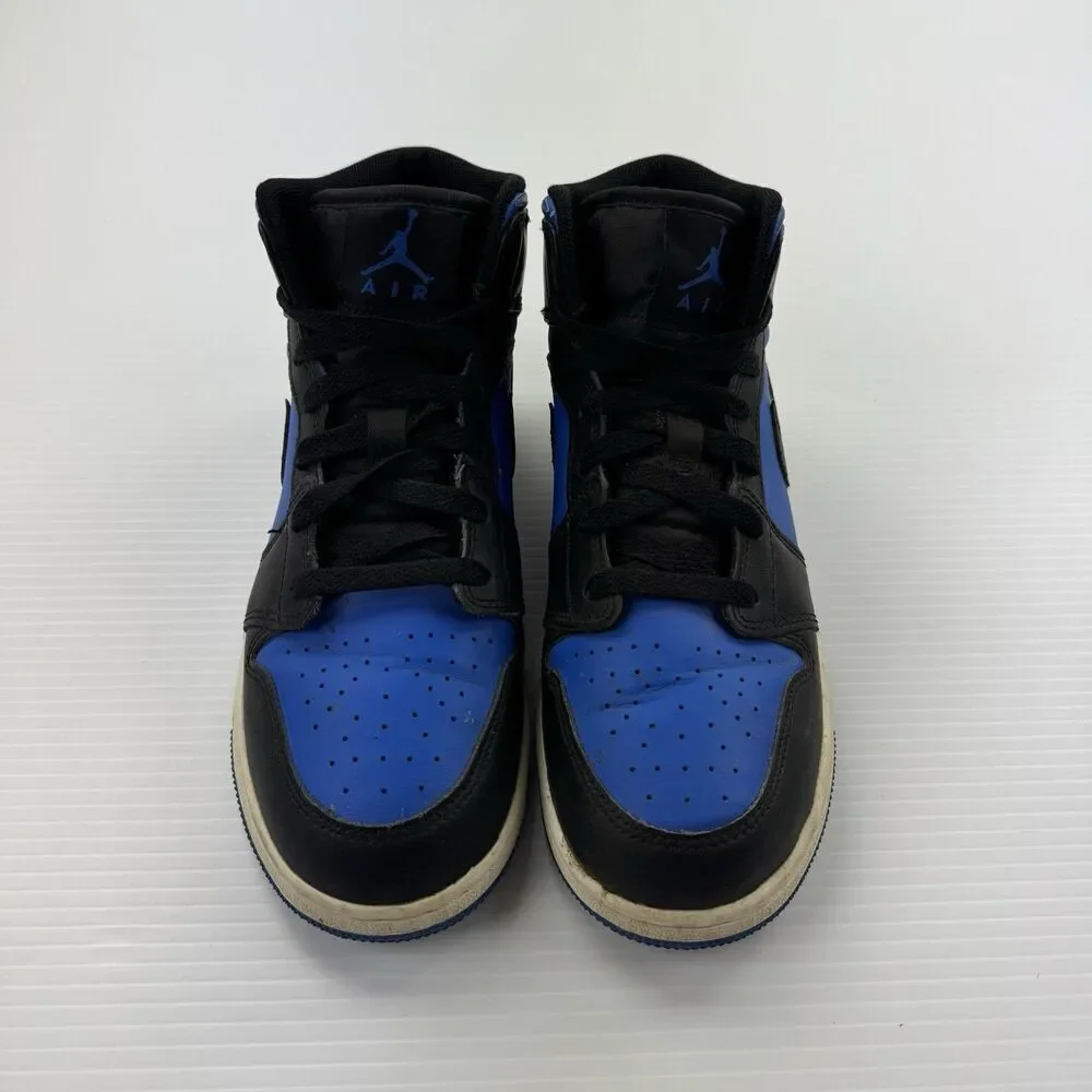 Nike Air Jordan 1 Mid Hyper Royal Black Blue Youth 7Y Sneakers